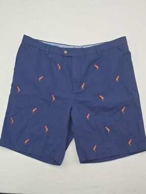 J.McLaughlin Blue Embroidered Parrot Chino Shorts Size 40